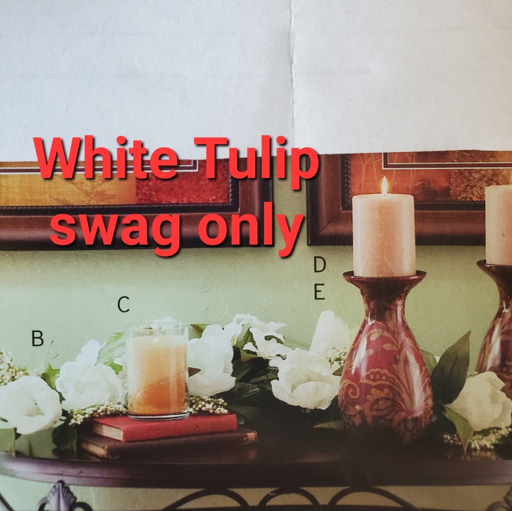 Home Interiors New White Tulip swag 28" Faux Flower Artificial Decorate any room - Picture 4 of 7
